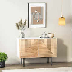 roomfitters Mid-Century Sideboard Buffet Cabinet, Modern Accent Cabinet with Carved Design, Kitchen Cabinet with Double Door, Credenza Hallway Cabinet with Storage Space, Chest of Drawers Wood, Living