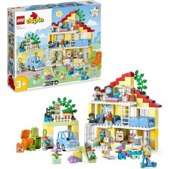 LEGO 10994 DUPLO 3-in-1 ģimenes māja, no klucīšiem veidota leļļu māja ar 