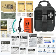 RHINO RESCUE IFAK Trauma First Aid Kit Molle medicīniskā soma automašīnai, mājai, ceļojumiem, pārgājieniem (Black PRO)