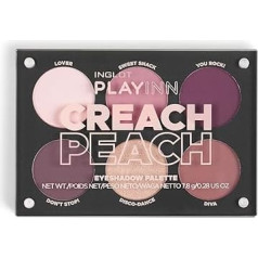 INGLOT PLAYINN Creach Peach acu ēnu palete, sešu unikālu acu ēnu kolekcija, trīs matētas un trīs spīdošas acu ēnas, pilnvērtīgs acu grims, 7,8 g