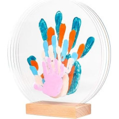 Patrocle Fußabdrücke von Bonheur - Set mit 5 Abdrucken, Pastell - Geschenkbox zur Geburt - Geschenkidee zum Geburtstag - Muttertag - Holzständer - 5 Plexiglas