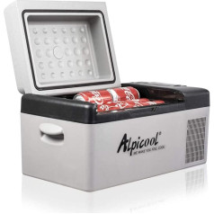 Alpicool C15 Cool Box 12 V mini ledusskapis elektriskais kempinga saldētava Maza pārnēsājama automašīnai, kravas automašīnai, laivai, RV ar USB savienojumu.