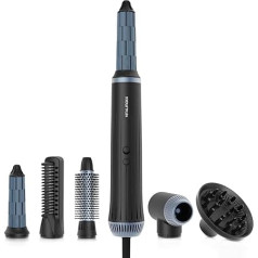 VITALmaxx Air Curler Plus 6-in-1 inovatīva gaisa plūsmas tehnoloģija Multi-Styler ar matu žāvētāju, suku, suku un difuzoru - žāvēšana, veidošana, matu ieveidošana, cirtas veidošana | 1500 W [Black]