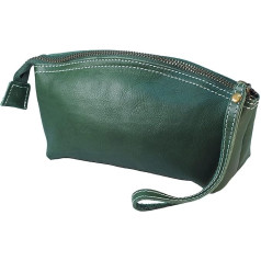 BAWAKO Premium kosmētikas somiņa Make-Up Bag Made of High-Quality Genuine Leather, Chic Pencil Case Mazs Pencil Case sievietēm un meitenēm, zaļš, elegants