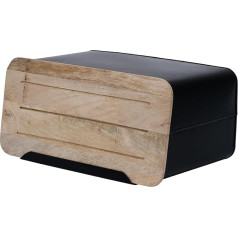 Olly & Rose Fresh Large Bin Bread Bin Matt Black с бамбуковой крышкой и вентиляцией для свежего хлеба и кондитерских изделий