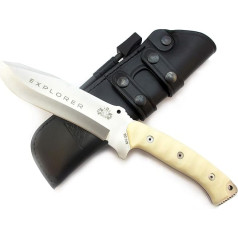 Premium Quality Professional Elite Belt Knife Āra izdzīvošanas nazis Medību nazis, tērauds MOVA 58, Ādas maksts un ugunsdrošs tērauds. Izstrādāts un ražots Spānijā., dzeltens