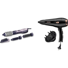 BaByliss AS121E karstā gaisa suka Multistyle, 1200 W jonu, 4 pielikumi, 1 gab. (1 iepakojums) & Cordkeeper 2000 jonu fēns D373E, unikāla kabeļa ievilkšanas funkcija rokturī, 2000000 Watt, melns