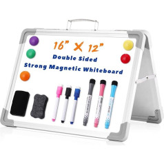 STOBOK Whiteboard Small Dry Erase Board 12 x 16 Inch Foldable Portable Double Sided for Kids Students Drawing Home and Office