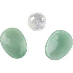 Lapis Vitalis Eye Stones Set Aventurine Quartz - augstas kvalitātes zaļie dārgakmeņi - akmeņu komplekts ārstēšanai un masāžai - dārgakmeņu komplekts, ieskaitot masāžas bumbu, kas izgatavota no akmens kristāla un instrukciju (angļu valoda n