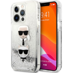 Karl Lagerfeld KLHCP13LKICGLS Korpuss priekš iPhone 13 Pro / 13 6,1 collu Silver Liquid Glitter Karl & Choupette Head