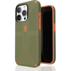 Speck iPhone 15 Pro Case - Built for MagSafe, Drop Protection Grip - Scratch Resistant, Soft Touch, 6.1 Inch Phone Case - CandyShell Grip Bush Green/Pumpkin Pie