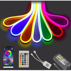 Balabaxer RGB неоновая светодиодная лента, 16,4 фута / 5 м 12 В DC 600 SMD2835 светодиодный водонепроницаемый канатный свет для внутреннего и наружного укр