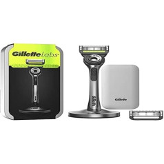 Gillette Labs vīriešu skuveklis ar pīlinga nūjiņu + 2 rezerves skuvekļi + magnētiskā pamatne un ceļojuma futrālis, oriģināla dāvana vīriešiem