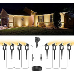 VOLISUN Garden Spotlight LED āra ūdensizturīgs dārza apgaismojums ar elektrību Dārza apgaismojums Silti balta IP65 Ūdensizturīgs Pack of 8 mājām, kokiem, pagalmam