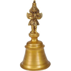 Purpledip Messing Glocke mit Lord Hanuman & Garuda für Hindu Tempel Räucherstäbchen Pooja | sehr selten | Classy indischen Geschenk (10661)