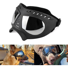 Namsan Dog Glasses Medium Anti-UV Sunglasses Windproof Snowproof Soft Frame Glasses for Long Snout Dogs Eye Protection Black