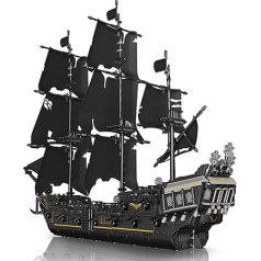 Pirātu kuģa tehnoloģiju būvkonstrukcijas, Mould King 13111 Black Pearl Ship Model, buru kuģa rotaļlieta, moduļu būvkonstrukcijas pieaugušajiem un bērniem, saspiežamo klucīšu komplekts, saderīgs ar Lego (2868 gab.)