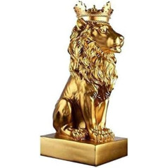 Wisboey Abstract Crown Lion Statue Office Home Bar Male Lion Faith Resin Sculpture Craft Animal Art Decorative Ornaments - Zelts