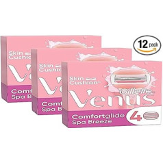 Gillette Venus Comfortglide Spa Breeze 12 Ersatzklingen für Damen, 3 integrierte Klingen für eine gründliche, sanfte Rasur