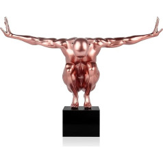 ADM - 'Balance' - Современная фигуративная скульптура из смолы, металлический эффект с мраморным основанием - медь - H59 см