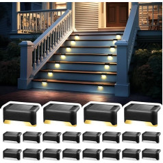 Solpex saules gaismas āra apgaismojums 20 Pack Warm White Stair Lights Ūdensizturīgs LED apgaismojums āra kāpņu pakāpieniem Žogs Pagalms Pagalms Patio Notekcaurules Ceļa apdare (melns)