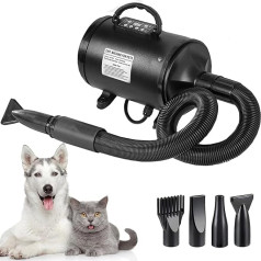 Jargrovs Hundefön Hundetrockner,Tierhaartrockner Haartrockner,2800W Blower hundefön Negativ-Ionen-Version mit sechs einstellbaren Windgeschwindigkeiten,LCD Display,Pet Dryer mit 4 verschiedenen Düsen