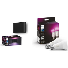 Philips Hue Dymera viedā sienas gaisma iekštelpās un ārpus telpām, balta un krāsaina gaisma E27 LED spuldzes, 2 gab. (1100)