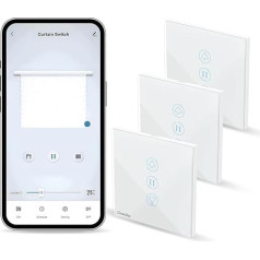 Wlan Rolladenschalter, Rolladenschalter Alexa, Smart Vorhang Schalter Kompatibel mit Alexa und Google Home, Fernbedienung mit Tuya/SmartLife APP, 3PCs