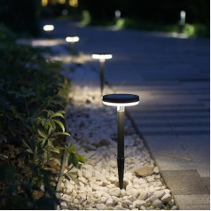 DAWALIGHT saules gaismas dārza Pack of 4 IP65 ūdensizturīga saules LED ceļa gaisma ar zemes smaili 3000 K silti balta saules gaisma āra dārza dekorēšanai Balkona augi Terase Black