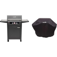 Char-Broil Evolve Electric E-Power Grillen, 90°C-370°C, APP Control, Reinigungsfunktion & 140766 - Universāla mitruma aizsargcaurule 3 un 4 vārītāju grila grilam