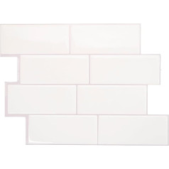 SMART TILES Pipeļu uzlīmes flīzēm - 5 lapas 27,81 cm x 24,64 cm - 3D flīžu līmplēves, pašlīmējošas noņemamas un līmējošas sienas flīzes virtuvei, vannas istabai, sienu dekorēšanai