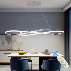 Qiaomao 57 W Dimmable LED Pendant Light, Double Figure 8 Design Pendant Light ar tālvadības pulti, Pendant Lamp Hanging Height Adjustable, Pendant Lamp for Living Room, Dining Table, Dining Room,