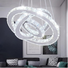 Dixun LED lustra Modernā griestu gaisma 3 gredzeni Regulējama nerūsējošā tērauda piekaramā gaisma Lustra guļamistabai Dzīvojamā istaba (Cool White)