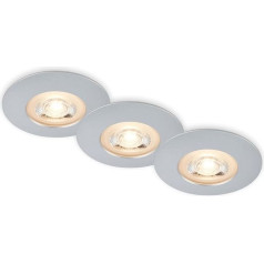 BRILONER Leuchten 7044-034 3 iegremdējamo LED griestu lampu komplekts, īpaši plakans, iegremdējamie vannas istabas prožektori, IP65, matēts hroms, 90 x 25 mm (DxH),