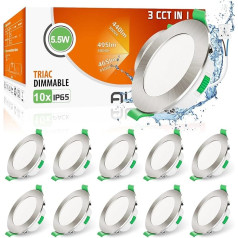 ALUSSO IP65 LED iebūvēti starmeši, 230 V, dimmējami, plakani griestu starmeši, 5,5 W, silti balti, neitrāli balti, vēsi balti, iebūvēti starmeši, griestu starmeši vannas istabai, viesistabai, virtuvei,