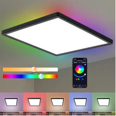 CBJKTX LED griestu gaisma Dimmable griestu gaisma Krāsu maiņa Smart Panel Flat ar RGB apgaismojumu 36 W Tālvadības pults App Controlable Square Lamp for Living Room Bedroom Children's Room