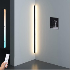 LANMOU Long LED Wall Light Black Dimmable Indoor Corner Wall Lamp with Remote Control Living Room Minimalist Modern Bedroom Wall Lighting Made of Aluminium Stairs Wall Decoration 50 cm / 14 W