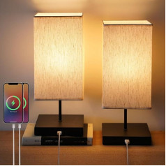 blonbar nakts lampa Pieskārienammigrējama nakts lampa ar USB lādēšanas funkciju, 3 krāsu temperatūras un pilnībā regulējama, 6 W LED auduma tonis, galda lampa bērnu istabai, guļamistabai, viesistabai (kvadrātveida)