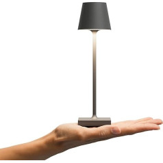 SIGOR Nuindie kabatas dimmējama neliela LED galda lampa iekštelpās un ārpus telpām IP54 aizsargāta pret šļakatām 21 cm augstums 21 cm uzlādējama ar USB-C 7 stundu apgaismojuma laiks grafītpelēks