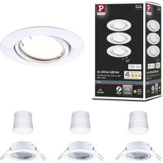 Paulmann 92463 LED padziļinājumā iebūvējamās gaismas pamatne Smart Home Zigbee Basic komplekts Pagriežams apaļš 230 V 3 x 4,9 W 3 x 430 lm Dimmable 90 mm White Metal 3000 K