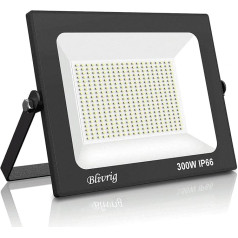 Blivrig 300 W LED prožektors āra siltā baltā krāsā 3000 K, 30000 LM īpaši spilgts āra prožektors, IP66 ūdensizturīgs LED prožektors, āra lampa dārziem, pagalmiem, garāžām, viesnīcām