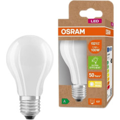 OSRAM LED energotaupības spuldze, matēta spuldze ar E27 ligzdu, silti balta (3000 K), 7,2 W, aizvieto parastās 100 W spuldzes, īpaši augsta energoefektivitāte un enerģijas taupīšana, 6 gab. komplektā