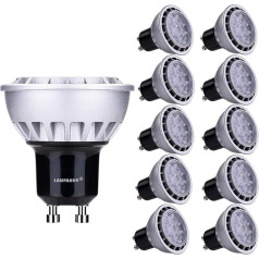 Lampaous® GU10 LED spuldze 7 W, aizvieto 60 W halogēno silti baltu (3000 K), 600 lm, 60° staru leņķis, LED spuldzes, LED griestu lampas, LED griestu apgaismojuma prožektors, LED padziļinājumā iebūvēta gaisma, 10 gab. iepakojumā