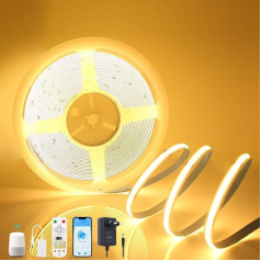 Yamlten 24V COB LED sveces 2700k Warmweiß,Dimmable LED strip mit RF Fernbedienung/Smart App/Alexa Steuerung,320 LEDs/M für Küche,Badezimmer,Schlafzimmer DIY LED Band 10m.