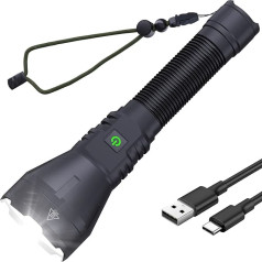 ADNOX uzlādējami LED lukturīši ar 180000 lūmeniem, taktiskais fokusa lukturītis ar 5 režīmiem un IP65 ūdensizturību, USB C lādētājs īpaši spilgtiem lukturīšiem mājas kempingam ārkārtas situācijās
