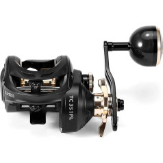 Funien Kohlefaser-Baitcasting-Rolle 9 + 1BB Angelrolle High Speed 6,3:1 Übersetzetzungsverhältnis Magnetisches Bremssystem Baitcaster-Rolle für Rechtshänder,Baitcaster-Rolle