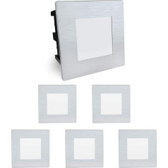 SSC-LUXon Pack of 6 LED Piko-SQ iebūvēti sienas prožektori kāpnēm un papēžiem Āra IP65 230 V 1,5 W silti balts