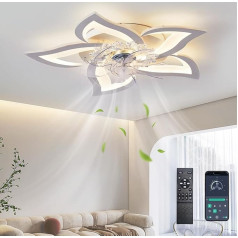 Depuley Modern Deckenventilator mit Beleuchtung Leise, LED Deckenlampe mit Ventilator Dimmbar, Mit Fernbedienung und APP Kontrolle,6-Gang, 69cm Lampe mit Ventilator für Schlafzimmer, Wohnzimmer, Weiß