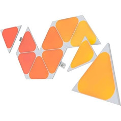 Nanoleaf Shapes Mini Triangle Expansion Pack, 10 papildu trīsstūrveida mini LED paneļi, viedie, modulārie, RGBW, WLAN, 16 miljoni krāsu, iekštelpu sienas apgaismojums, mūzikas un ekrāna sinhronizācija, darbojas ar Alexa