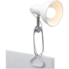 BRILONER - Galda lampa ar kabeļa slēdzi, grozāma, E14 ligzda, maks. 8 W, spailes lampa, nakts lampa, lasīšanas gaisma, bērniem, biroja lampa, lasīšanas lampa, gultas lampa, 30,5 x 11 x 13 cm, balta.